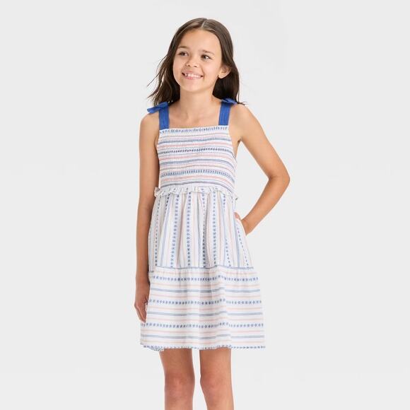 Cat & Jack NWT Girls' Sleeveless 4th of July Tiered Stars & Stripes Dress M (8) - Picture 1 of 7